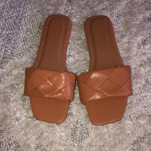 ASOS DESIGN Forty woven flat sandals in camel